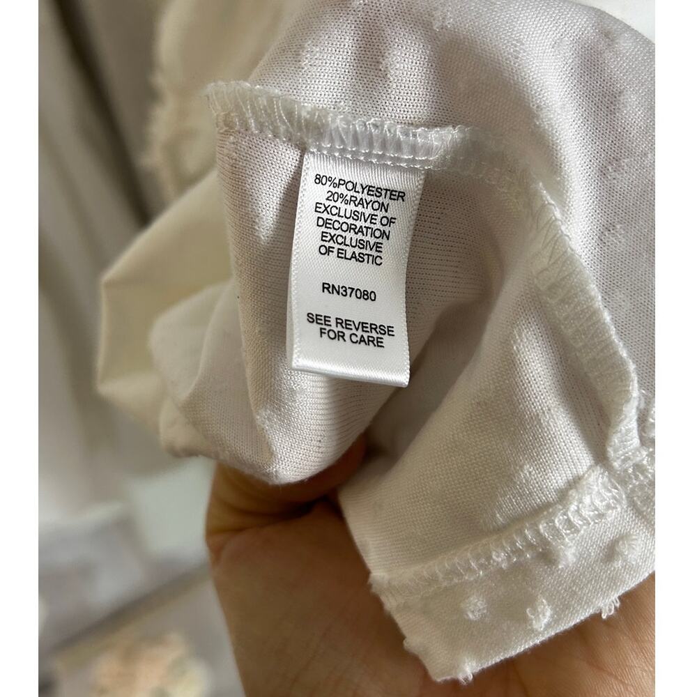 Cato Women's Size M White Swiss Dot Lace Trim Babydoll Tank #0484 - Picture 8 of 10